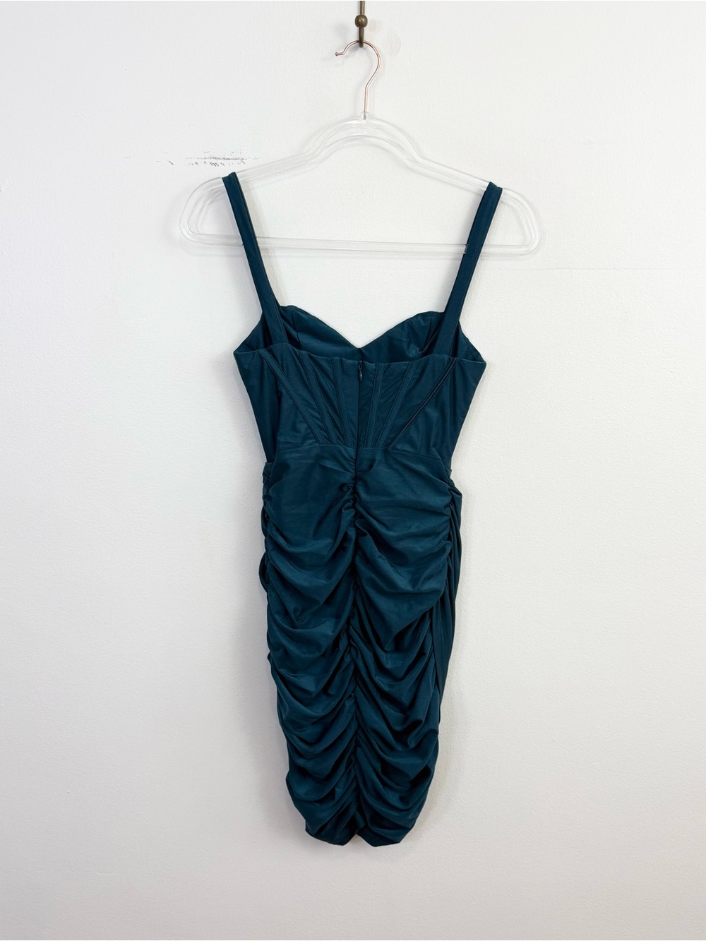 h:ours Miquela Mini Dress Teal Corset Ruched Bodycon Size S Revolve - Picture 5 of 6